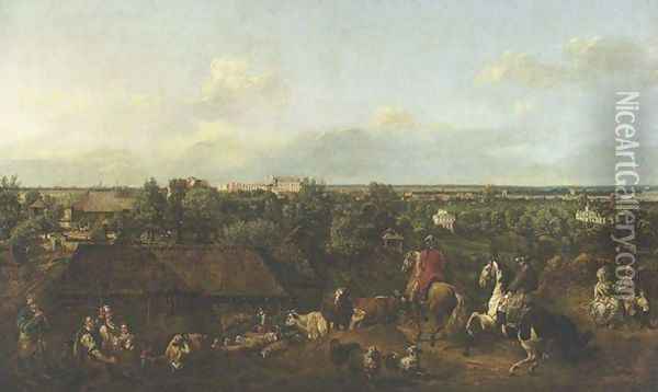 View of Ujazdow and Lazienki Palace Oil Painting - Bernardo Bellotto