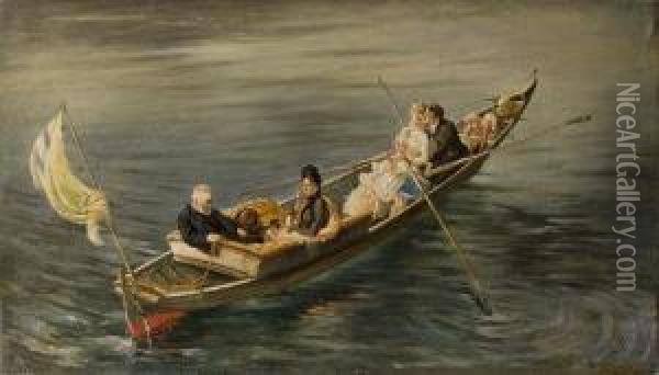Uomini In Barca Oil Painting - Emilio Magistretti