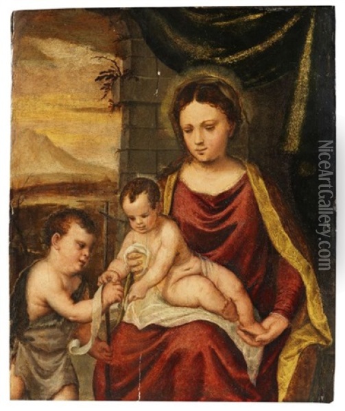 Maria Mit Christus- Und Johannesknaben Oil Painting - Francesco Brini