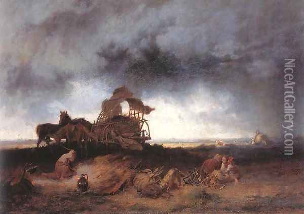 Storm at the Puszta 1867 Oil Painting - Mihaly Munkacsy