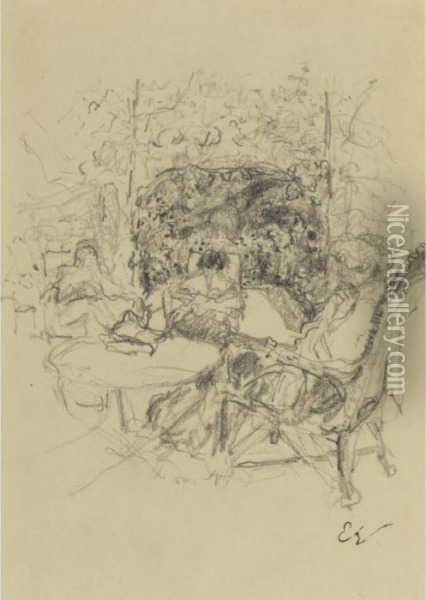 Madame Hessel Et Deux Amies Autour D'une Table Oil Painting - Jean-Edouard Vuillard
