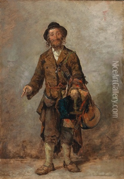 Jewish Peddlar From Eastern Europe Oil Painting - Hipolit Lipinski