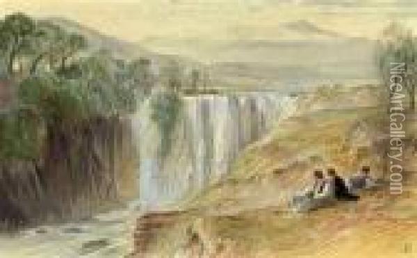 The Falls Of The Kalama, Albania Oil Painting - Edward Lear