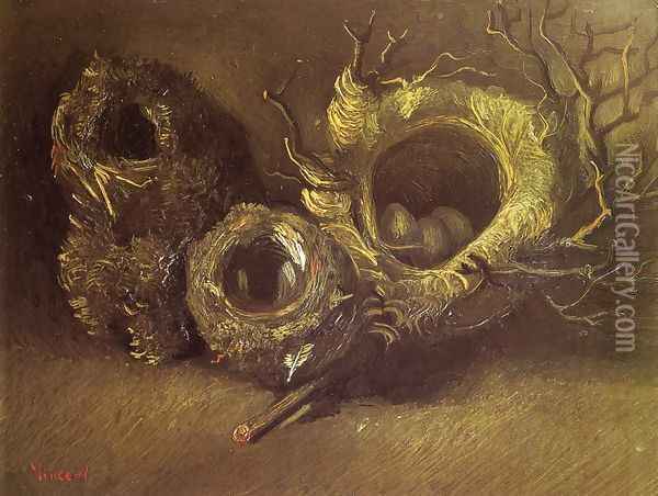 Still Life with Three Birds' Nests Oil Painting - Vincent Van Gogh