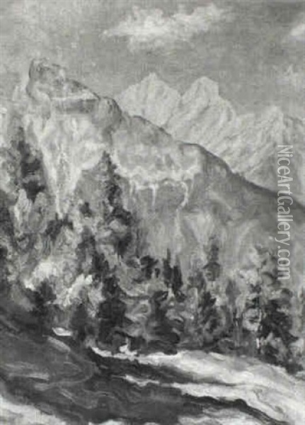 Windegg, Tirol Oil Painting - Friedrich Wilhelm Mook