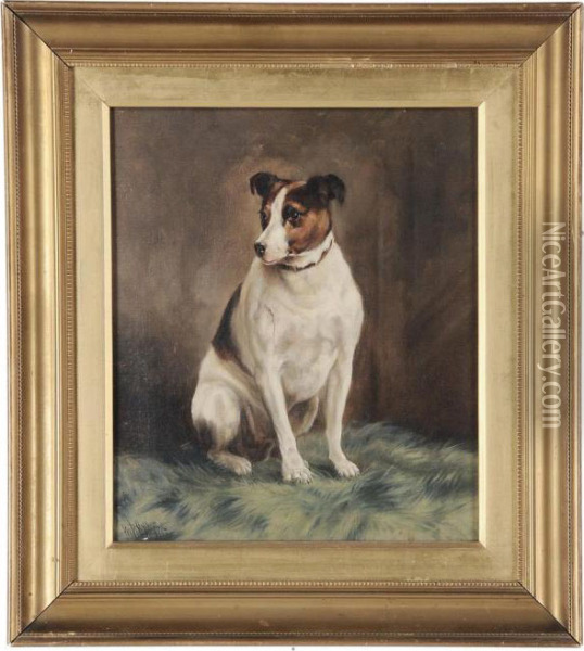 Seated Terrier Oil Painting - William Perring Hollyer