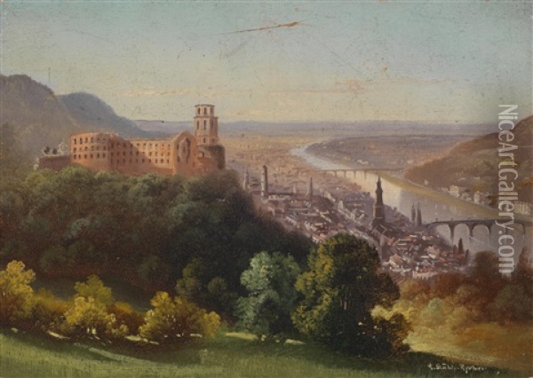 Blick Auf Heidelberg Oil Painting - Hubert Sattler