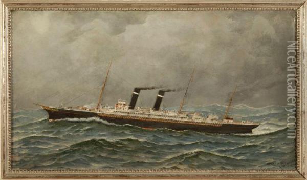 Transitional Steamship 
New York Oil Painting - Antonio Nicolo Gasparo Jacobsen