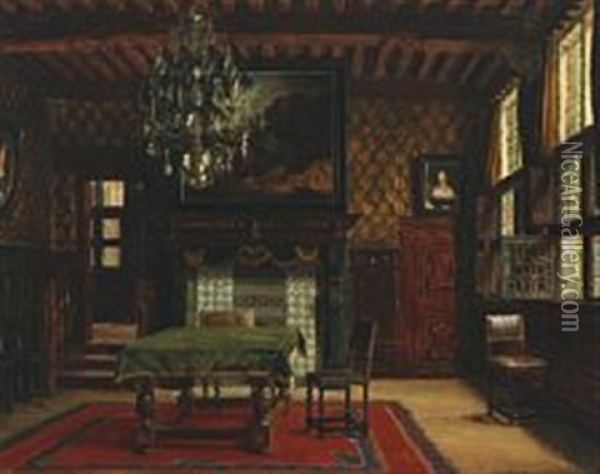 Interior From A Manorhouse Oil Painting - Adolf Heinrich Claus Hansen
