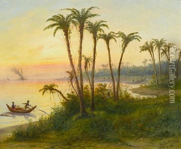 African Landscape Oil Painting - Max Schroeder-Greifswald the Younger