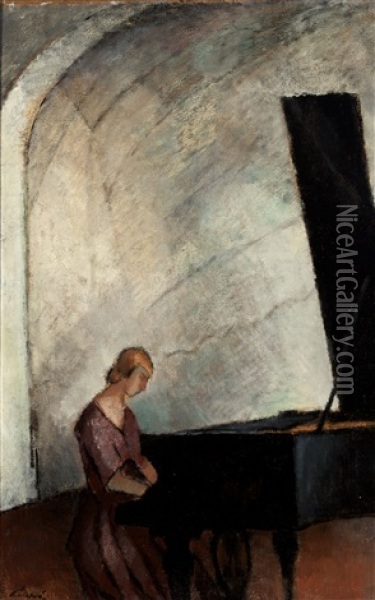 By The Grand Piano Oil Painting - Alvar Cawen