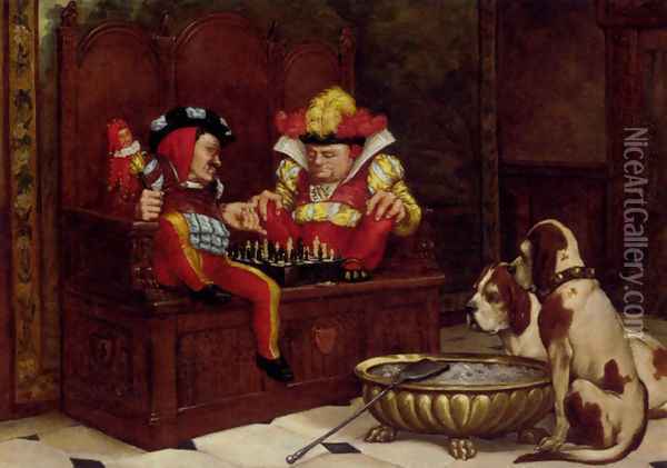 A Game For The Entertainers Oil Painting - Charles Louis Kratke