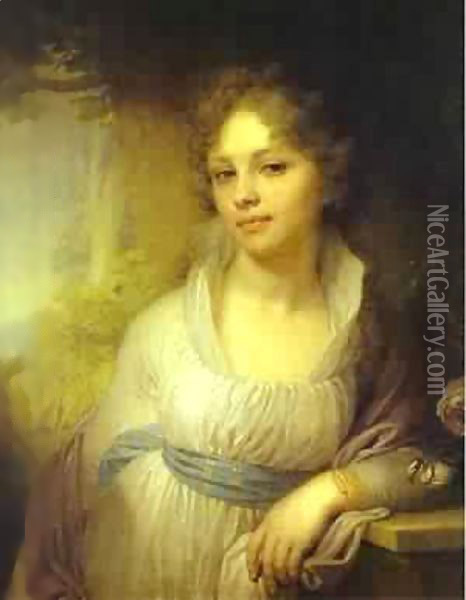 Portrait Of M I Lopukhina 1797 Oil Painting - Vladimir Lukich Borovikovsky