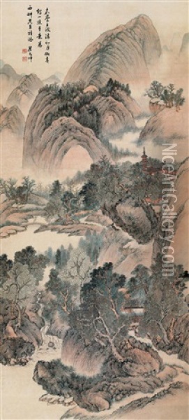 Landscape (in Wangmeng's Style) Oil Painting -  Zhai Dakun
