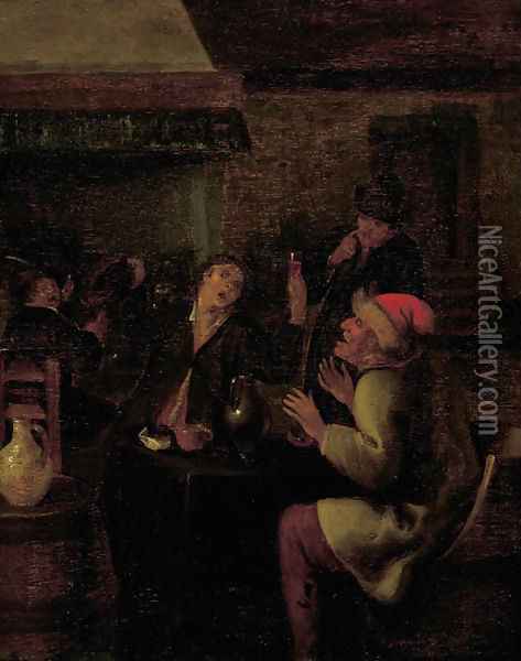 Boors drinking in a tavern Oil Painting - Jan Steen