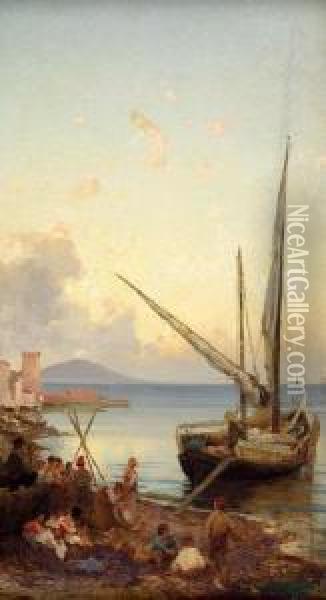 Napoli, Partenza Per La Pesca Oil Painting - Antonino Leto