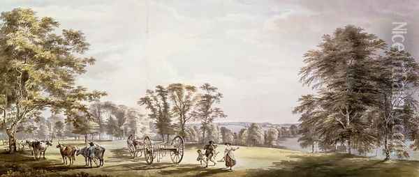 A Scene in the Earl of Bute's Park at Luton 1763-65 Oil Painting - Paul Sandby