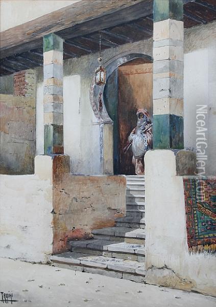 The Entrance Of A Scheik House, Cairo Oil Painting - Vittorio Rappini