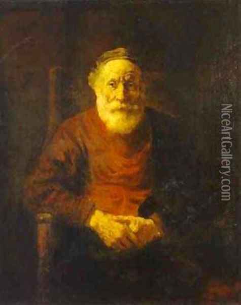 An Old Man In Red 1652 54 Oil Painting - Harmenszoon van Rijn Rembrandt