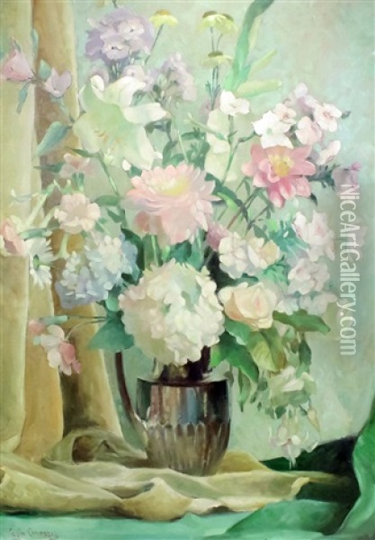 Still Life With Flowers In A Vase Oil Painting - Colin Campbell Cooper
