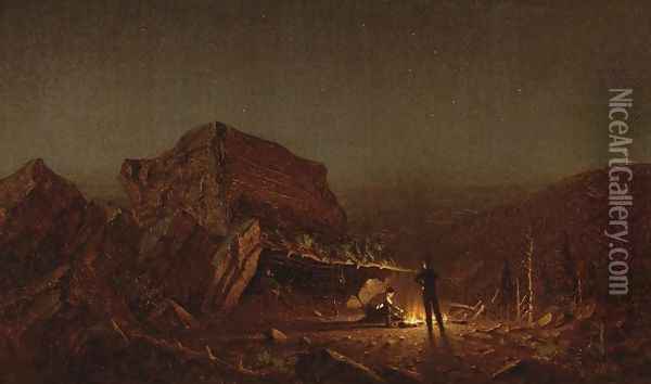 Camping for the Night on Mansfield Mountain Oil Painting - Sanford Robinson Gifford