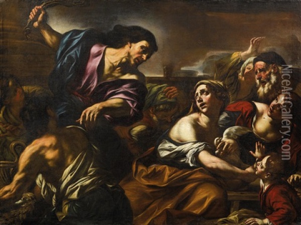 Die Vertreibung Der Handler Aus Dem Tempel Oil Painting - Giovanni Battista Beinaschi