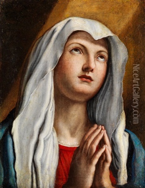 Halbbildnis Der Jugendlichen Maria Mit Gefalteten Handen Oil Painting - Giovanni Battista Salvi (Il Sassoferrato)
