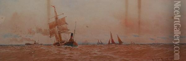 Shipping At Sea Oil Painting - William Thomas Nicholas Boyce