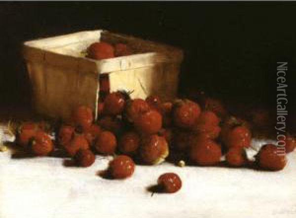 Still Life With Strawberries Oil Painting - Joseph Decker