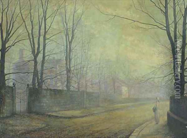 A moonlit street Oil Painting - John Atkinson Grimshaw