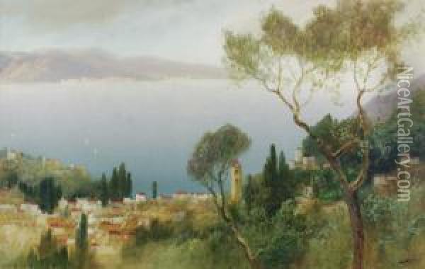 Extensive Landscape Santa Margarita Italy Oil Painting - John Shapland