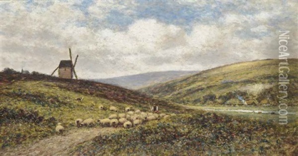Shepherding The Flock Oil Painting - Alfred Augustus Glendening Sr.