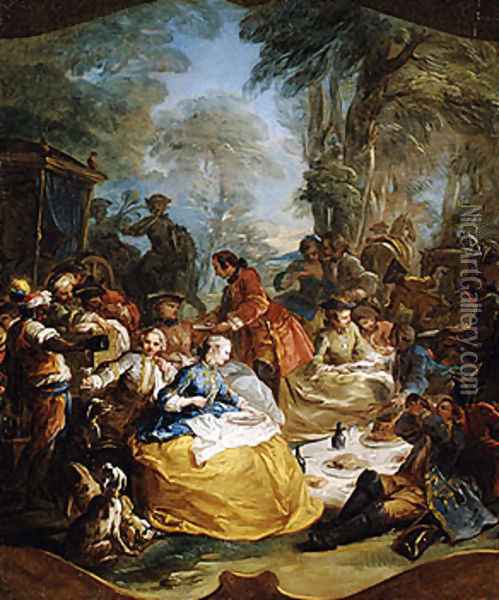 The picnic after the hunt Oil Painting - Carle van Loo
