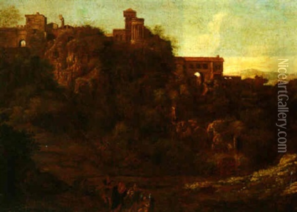 A View Of Tivoli With The Flight Into Egypt Oil Painting - Gaspard Dughet