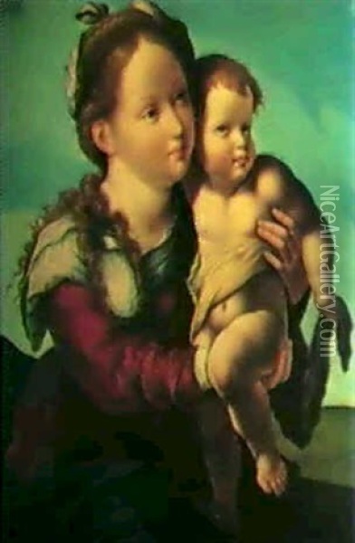 Madonna Col Bambino Oil Painting - Jan Van Scorel