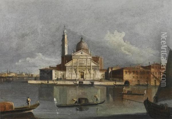 Venice, A View Of San Giorgio Maggiore From Across The Bacino Oil Painting - Francesco Tironi