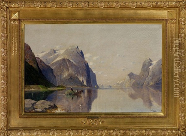 Am Hardangerfjord, Norwegen (sommerlandschaft) Oil Painting - Fritz Chwala