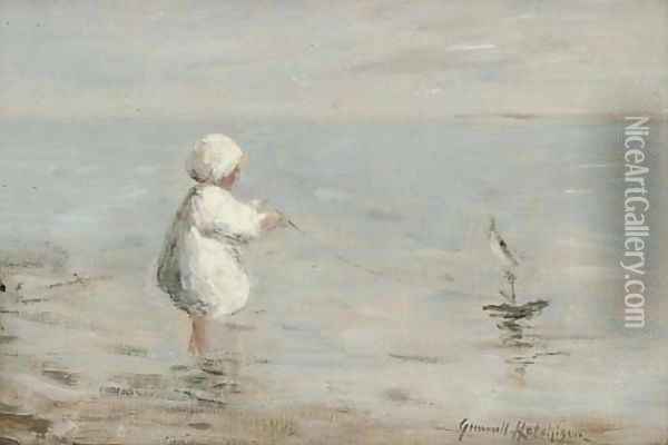The toy boat Oil Painting - Robert Gemmell Hutchison