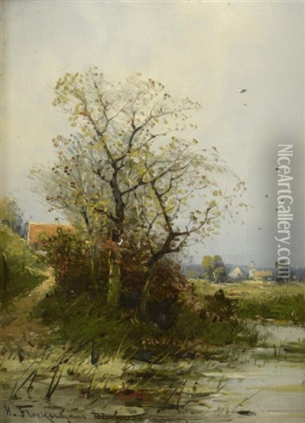 Paysages Fluviaux (pair) Oil Painting - Heinz Flockenhaus