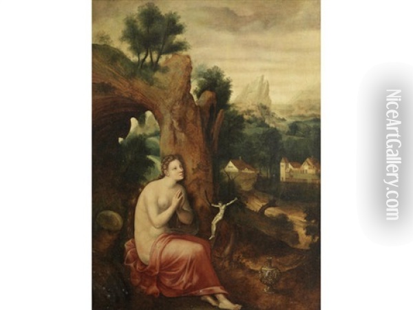 The Penitent Magdalen Oil Painting - Herri met de Bles