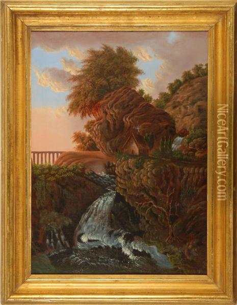 Landscape With Waterfall Oil Painting - Thomas Chambers