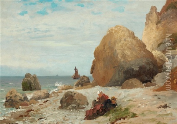 Norwegian Coastal Landscape Oil Painting - Richard Fresenius