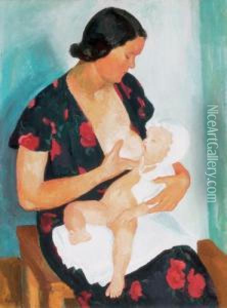 Motherhood Oil Painting - Karoly Patko