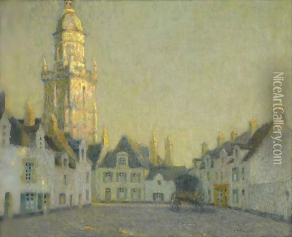 La Place, Le Croisic Oil Painting - Henri Eugene Augustin Le Sidaner