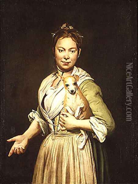 A Woman with a Dog Oil Painting - Giacomo Ceruti (Il Pitocchetto)