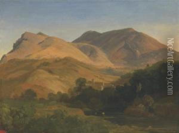 View Of Olevano Romano, Lazio Oil Painting - Johann Wilhelm Schirmer