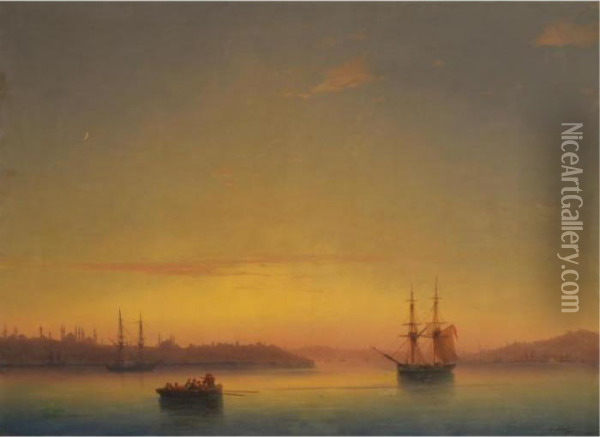 Constantinople At Dawn Oil Painting - Ivan Konstantinovich Aivazovsky