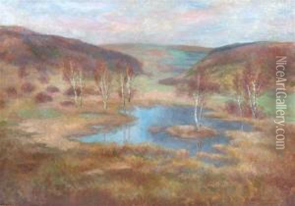Impressionist Landscape With Silver Birches Oil Painting - Guido Oppenheim