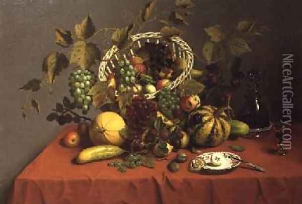 Still Life with Fruit and Flowers Oil Painting - James Miller
