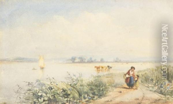 On The Stour Oil Painting - David I Cox